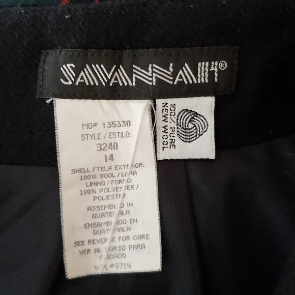 SAVANNAH Women's VINTAGE Academia Wool Teacher Straight Black Midi Skirt 8 - Picture 7 of 8